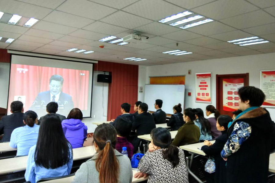桐柏路街道风和日丽社区党支部收听收看十九大开幕会