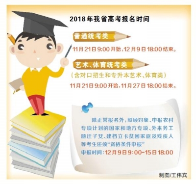 河南省高考报名今日开始 考生须网上报名、现场确认