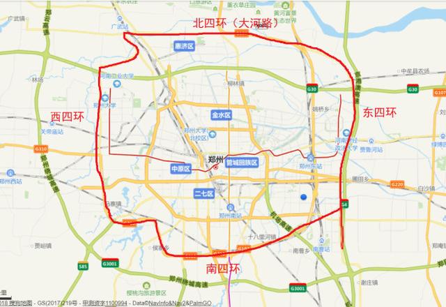 郑州四环以内地图图片