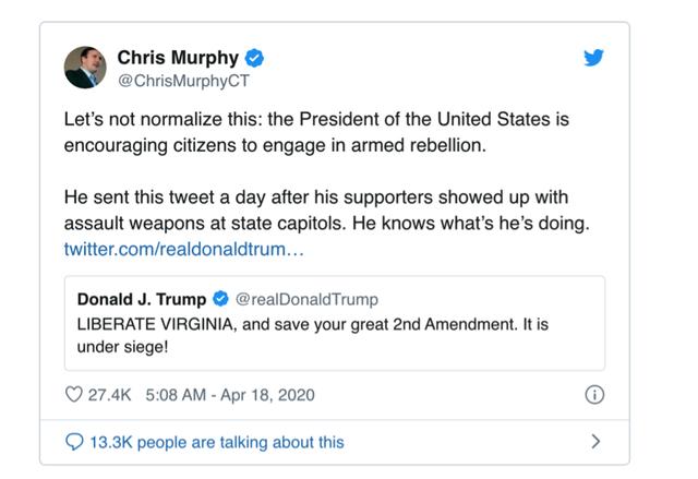 #特朗普#真相丨美媒：特朗普“鼓动”美国民众抗议居家隔离是玩火