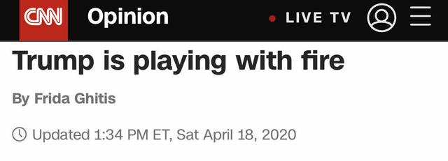 #特朗普#真相丨美媒：特朗普“鼓动”美国民众抗议居家隔离是玩火