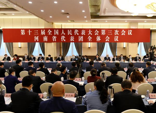 十三届全国人大三次会议河南代表团举行全体会议
