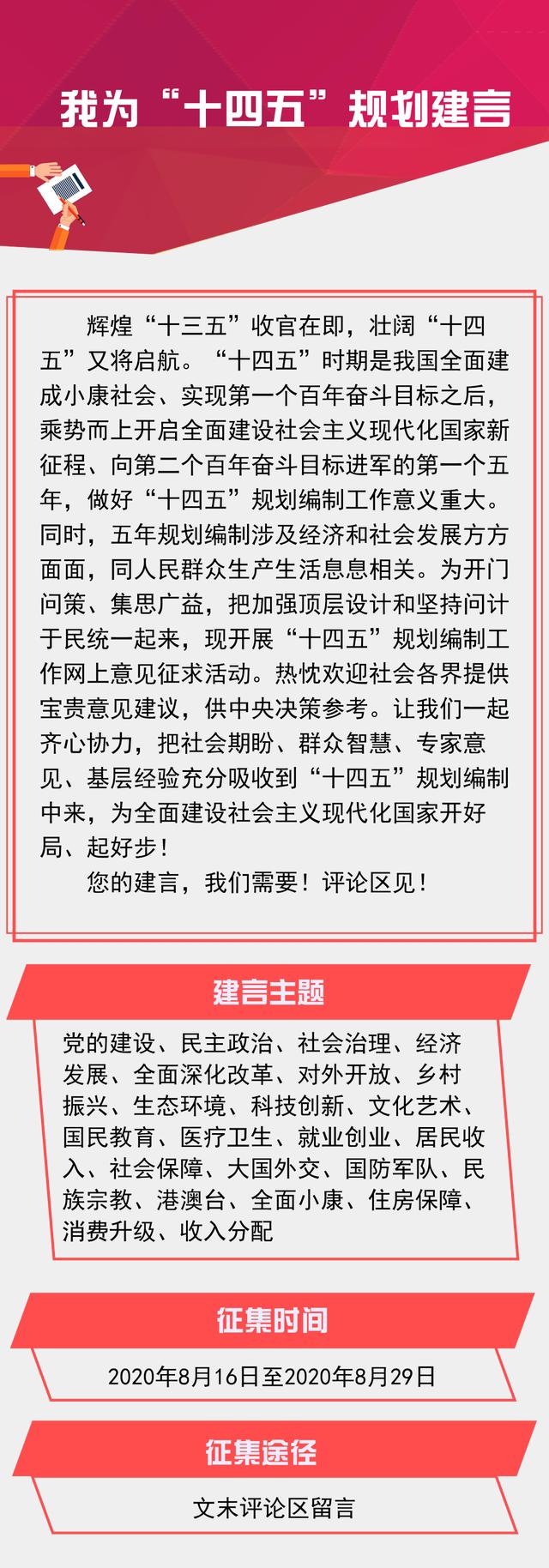 |“十四五”规划编制工作开展网上意见征求，欢迎建言