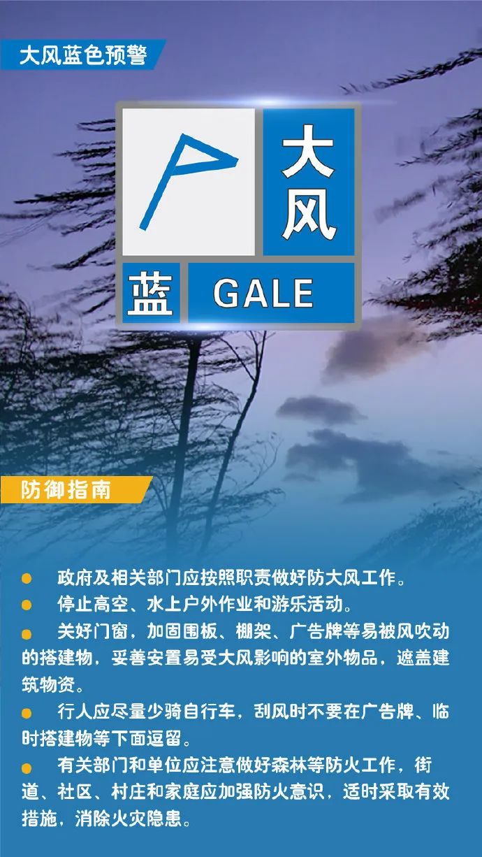 郑州市气象台2024年02月21日10时10分继续发布大风蓝色预警信号:预计