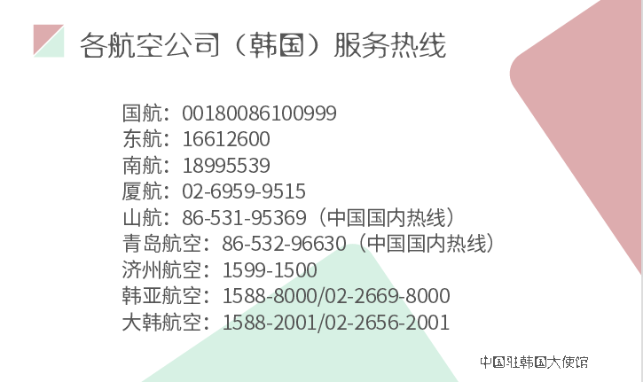 使馆中国驻韩国大使馆发布中国公民经韩国转机须知