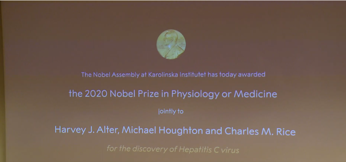 |2020年诺贝尔生理学/医学奖公布，三位科学家因发现丙肝病毒获奖